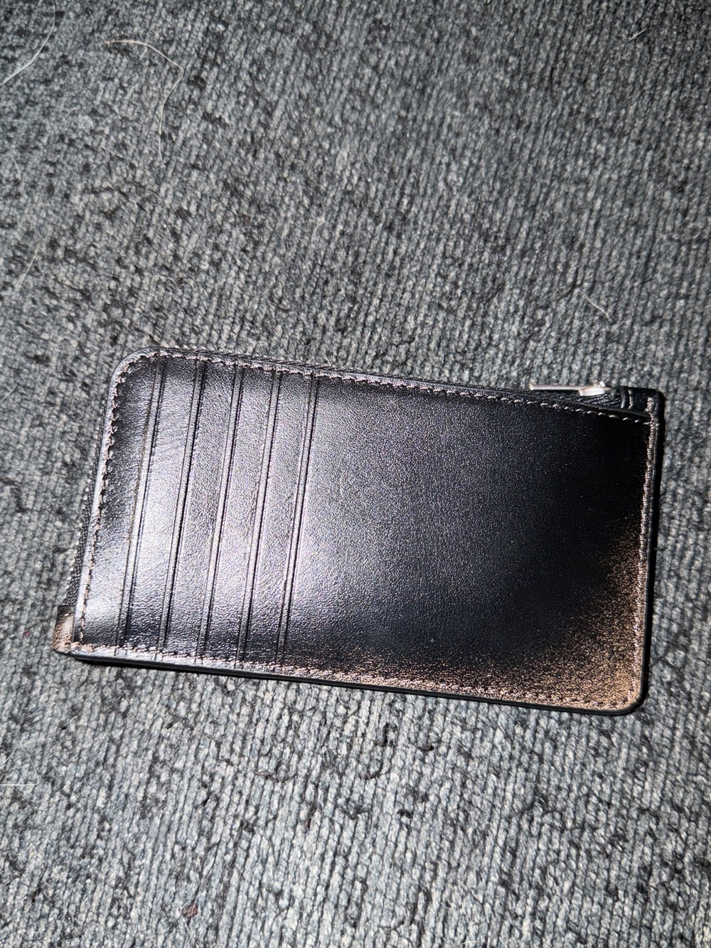 Coach New York Zip Card Case in Ruboff Glovetanned Loved Leather Black/Brown NWT - Picture 5 of 16